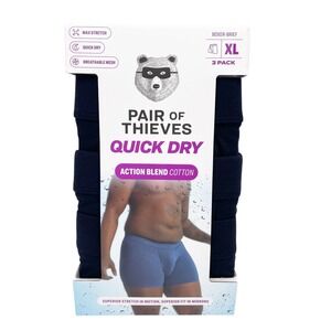 Pair of Thieves Men's 3 Pack Black Quick Dry Action Blend Cotton Boxer Briefs XL